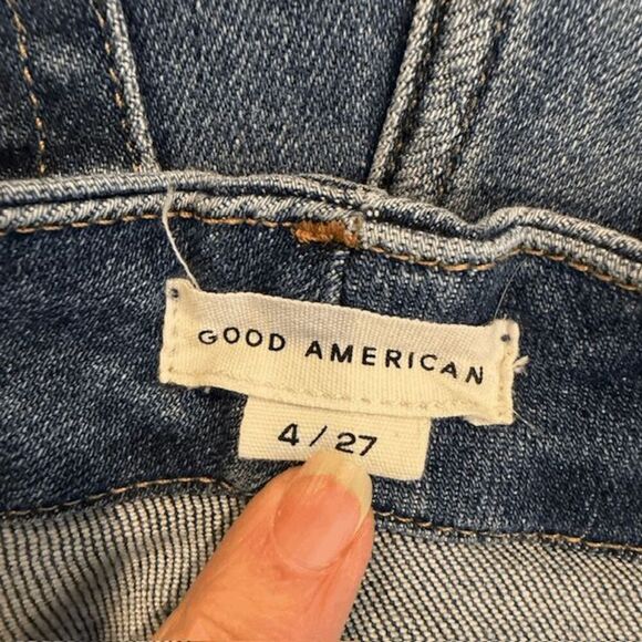 Good American Good Legs Stovepipe Jeans Medium Whisker Wash Size 4 - Picture 7 of 14